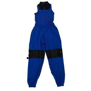 Weissman Jumpsuit Girls Large Blue Dancewear Unitard Performance Stage